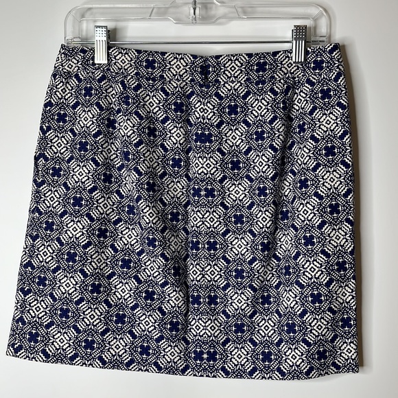 J. Crew Womens Blue/White Short Pencil Skirt SIZE 4 - Picture 5 of 8